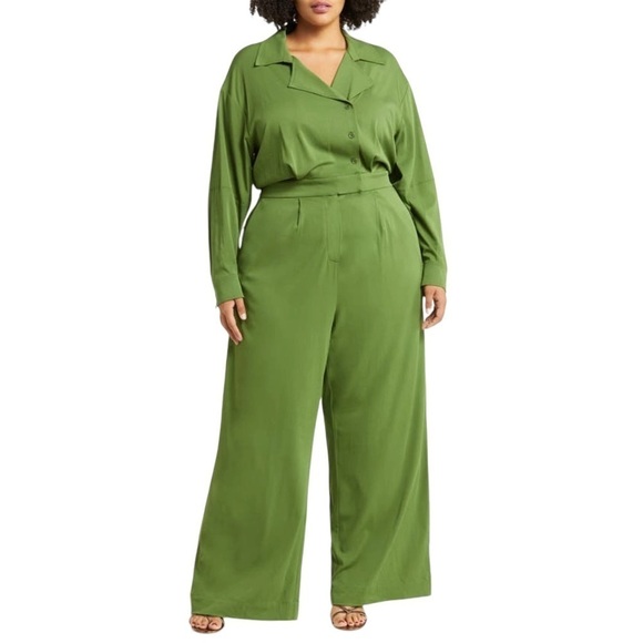 11 HONORE Sheila Notched Collar Long Sleeve Utility Jumpsuit - Picture 1 of 11